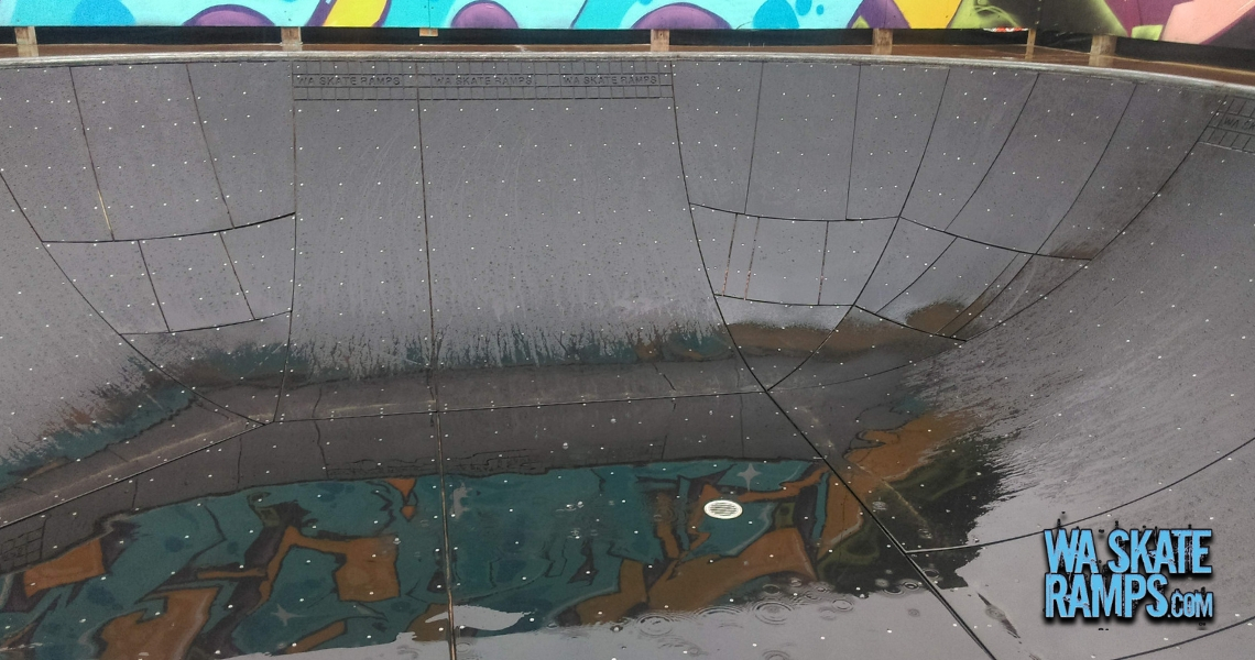 Black is a 100% waterproof composite skate surface ideal for outdoor skate ramps